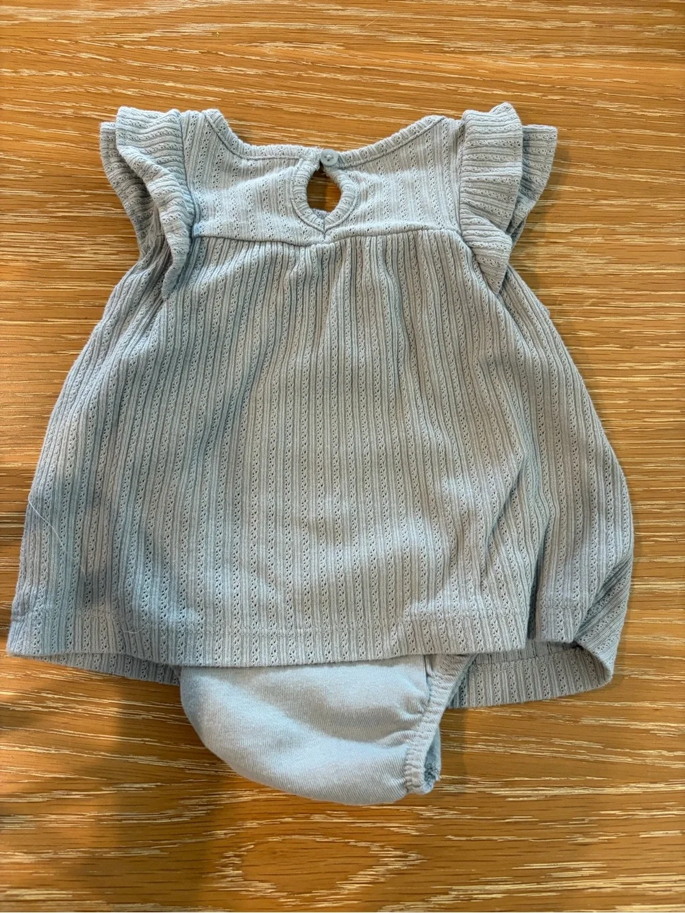 Carter's Light Blue Ribbed Flutter-Sleeve Bodysuit Dress